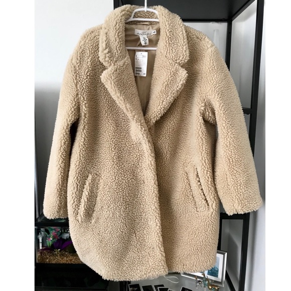 hm long teddy coat